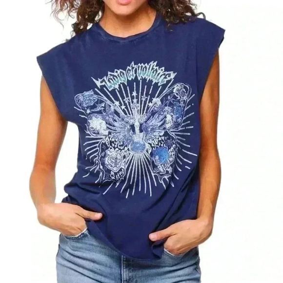 Zadig & Voltaire Tops - Zadig & Voltaire Womens Encre Cecilia Crystal embellished Cotton Tank top Size L